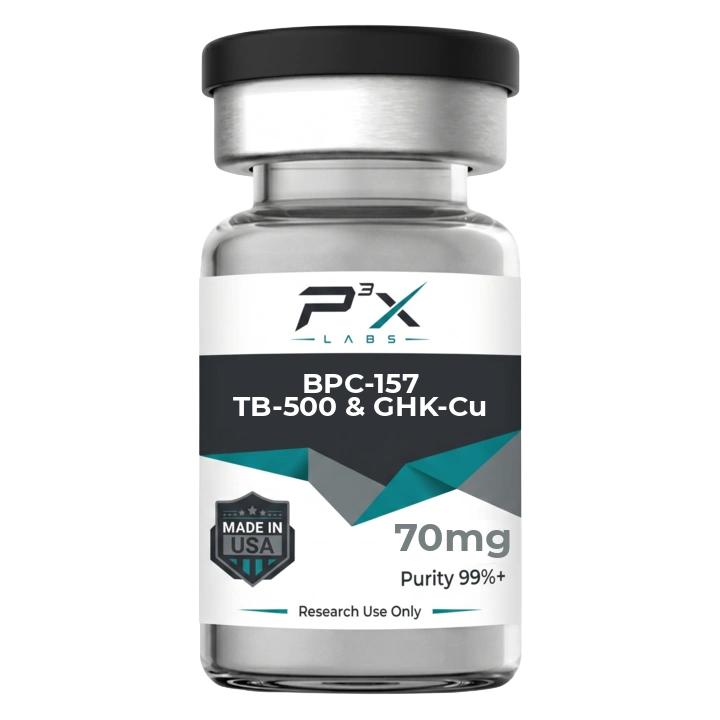 GLOW (BPC-157 / TB-500 / GHK-Cu) peptide vial by P3X Labs